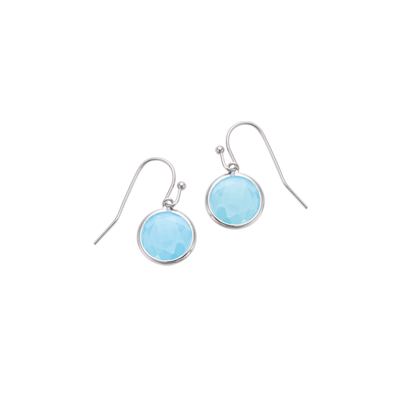 Boucles d'oreilles en argent pierre bleue sertie clos