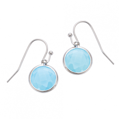 Boucles d'oreilles en argent pierre bleue sertie clos