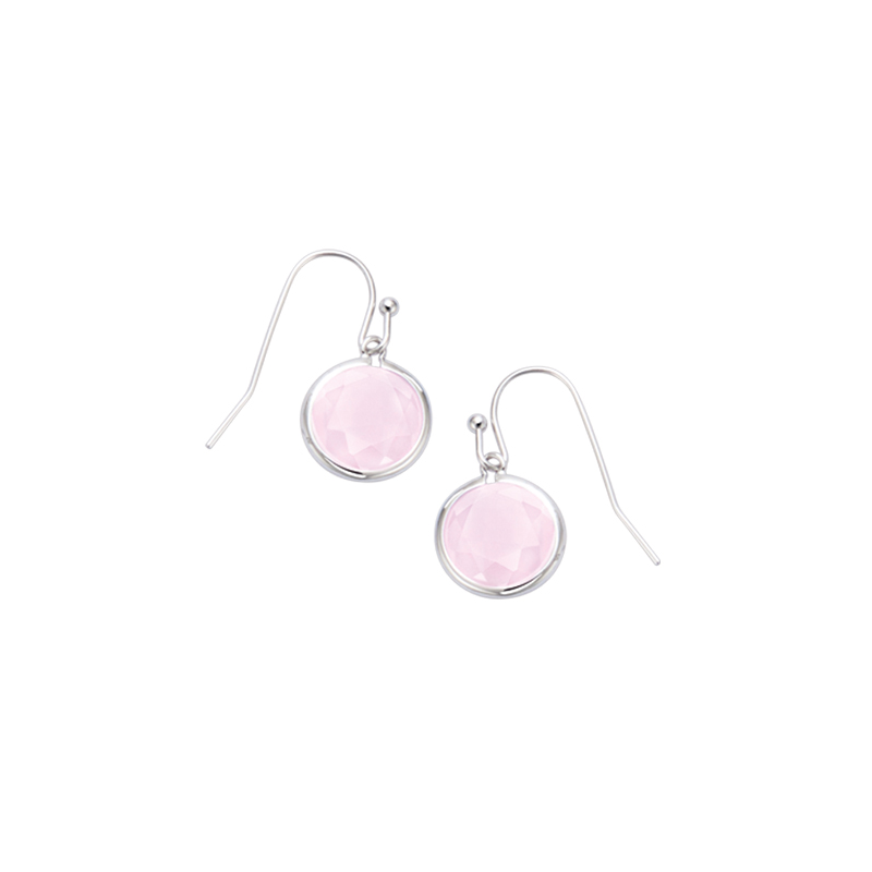 Boucles d'oreilles en argent pierre rose sertie clos