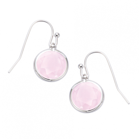 Boucles d'oreilles en argent pierre rose sertie clos