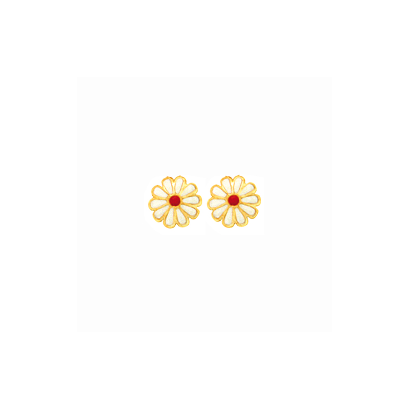 Boucles d'oreilles fleur émaillée plaqué or