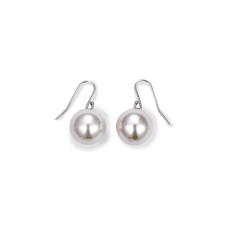 Boucles d'oreilles pendante en argent perle d'imitation blanche