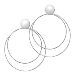 Boucles d'oreilles pendantes double créoles en argent