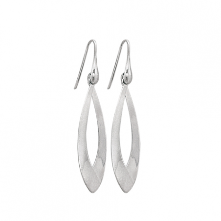 Boucles d'oreilles pendantes en argent brossé, motif ovale allongé