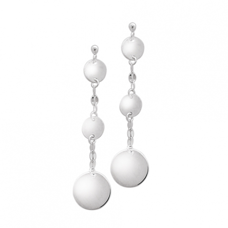 Boucles d'oreilles pendantes en argent motif 3 pastilles