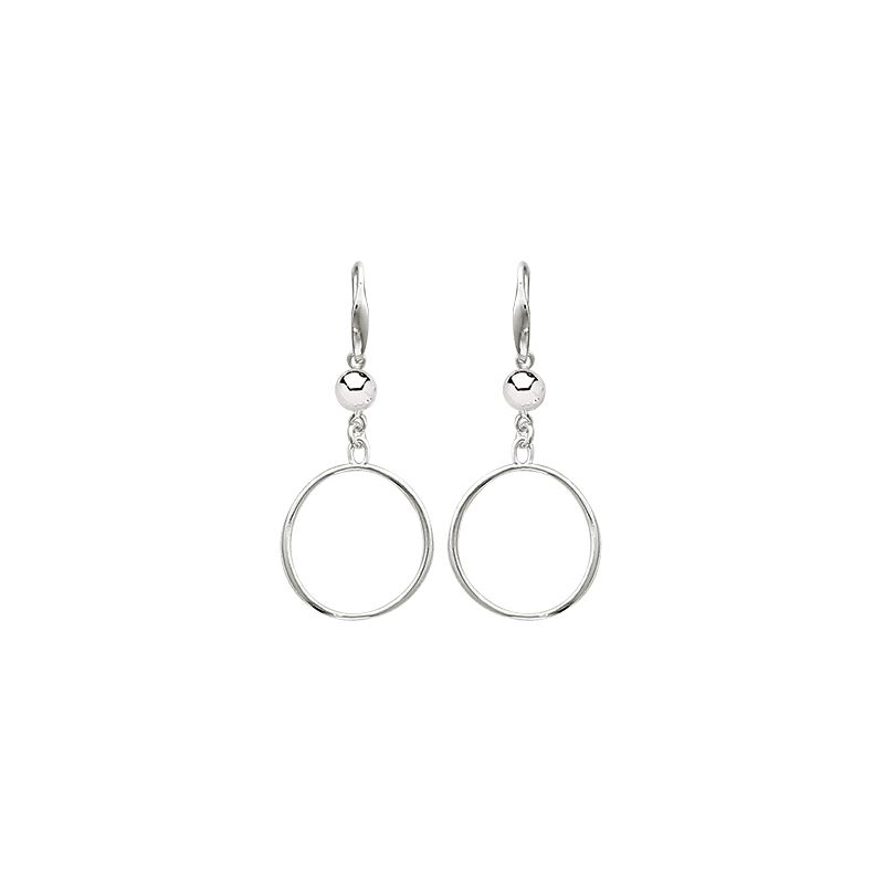 Boucles d'oreilles pendantes en argent, motif anneau