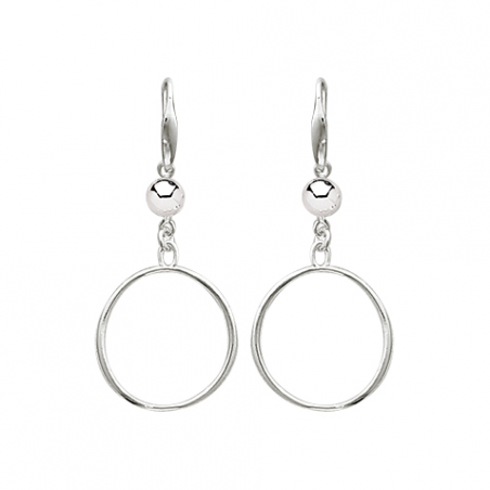 Boucles d'oreilles pendantes en argent, motif anneau