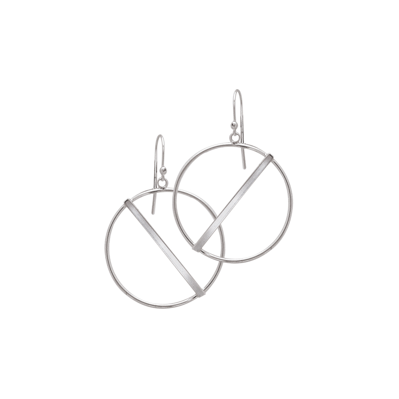 Boucles d'oreilles pendantes en argent, motif anneaux avec bande