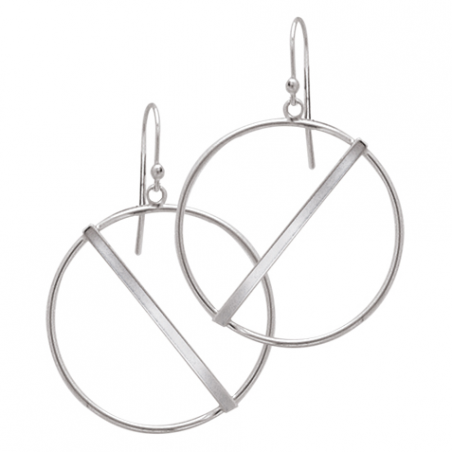 Boucles d'oreilles pendantes en argent, motif anneaux avec bande