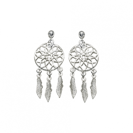 Boucles d'oreilles pendantes en argent, motif attrape rève