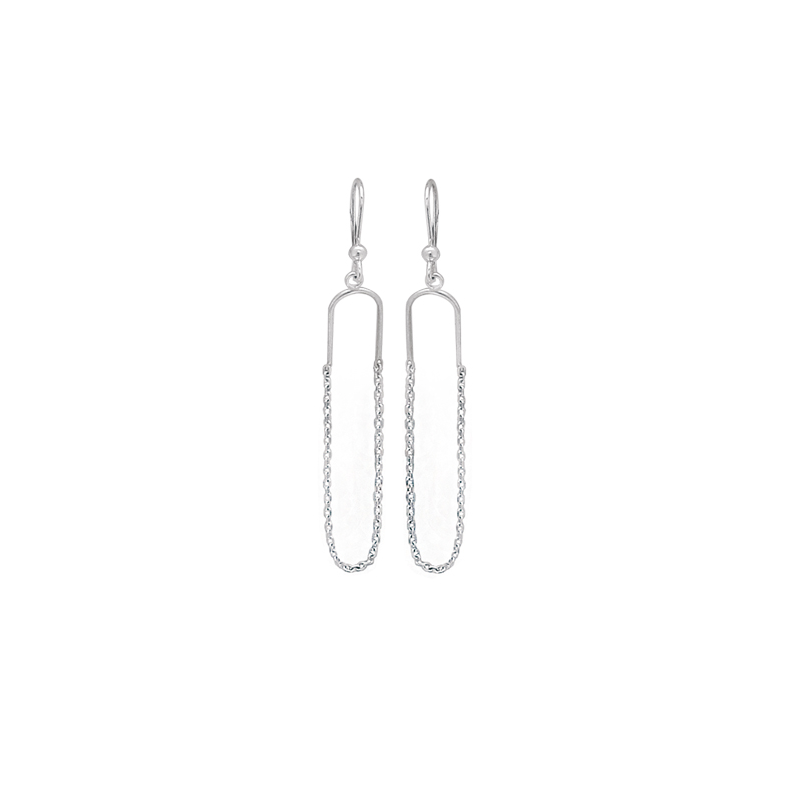 Boucles d'oreilles pendantes en argent, motif chaines