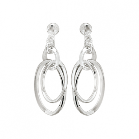 Boucles d'oreilles pendantes en argent, motif ovales