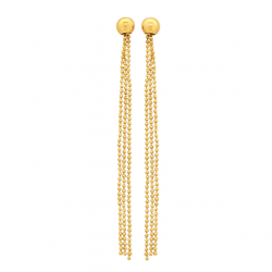 Boucles d'oreilles pendantes en plaqué or 3 chaines boule