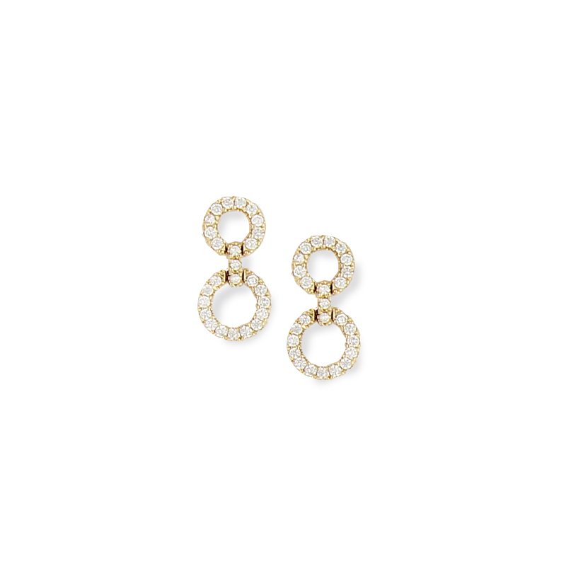 Boucles d'oreilles pendantes en plaqué or et oxyde de zirconium, motifs cercles ajourés