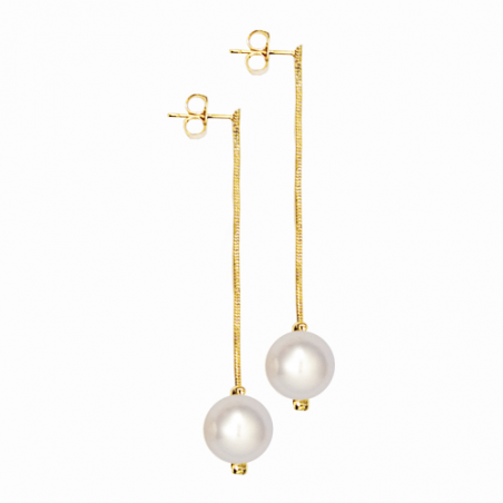 Boucles d'oreilles pendantes en plaqué or, motif perle d'imitation