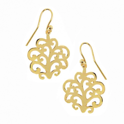 Boucles d'oreilles pendantes en plaqué or, motif arabesques ajouré