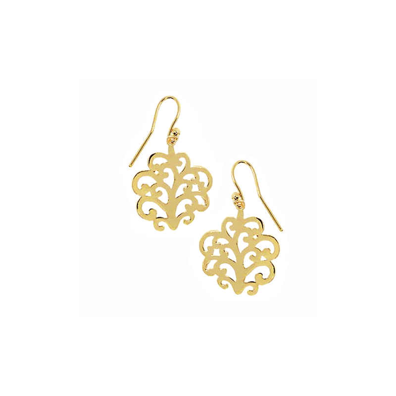 Boucles d'oreilles pendantes en plaqué or, motif arabesques ajouré