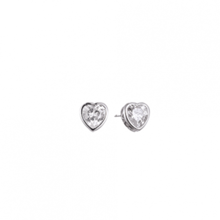 Boucles d'oreilles puces en argent et oxyde de zirconium motif coeur