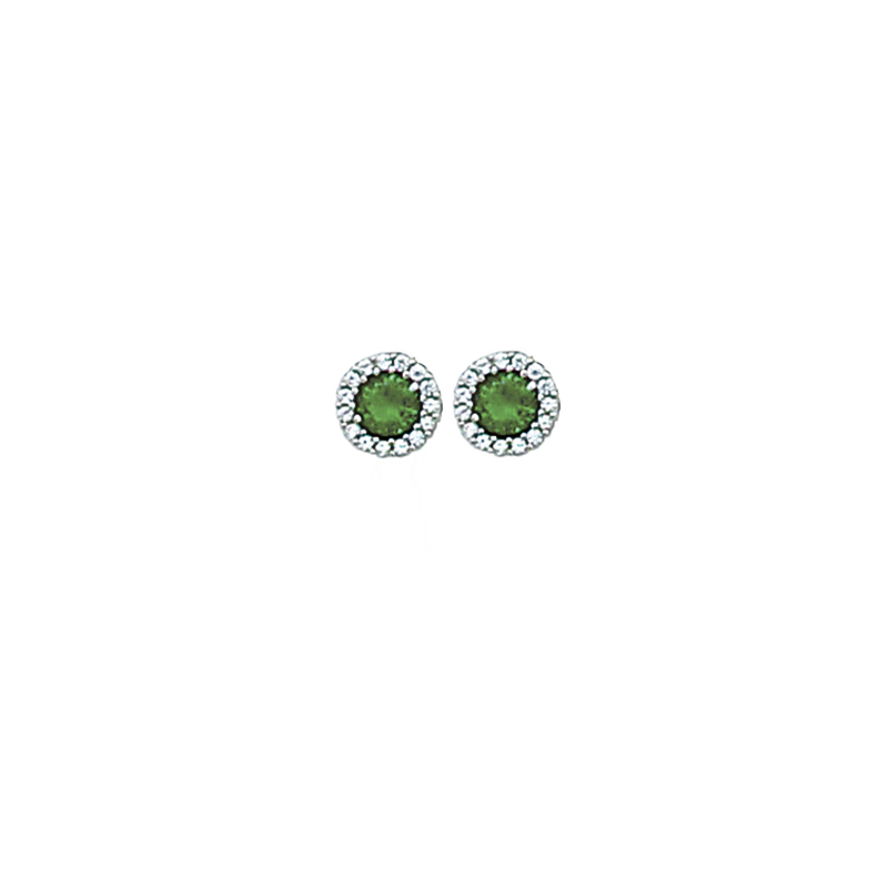 Boucles d'oreilles argent 925 zirconias verts et blancs