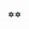 Boucles d'oreilles puces en plaqué or, oxyde de zirconium bleu et blanc