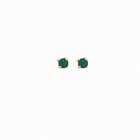 Boucles d'oreilles puces plaqué or et oxyde de zirconium vert