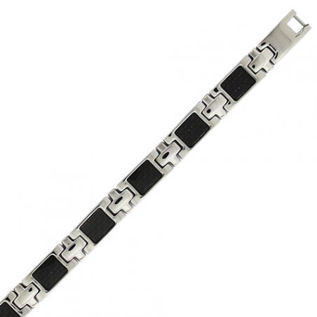 Bracelet en acier avec motif PVD noir