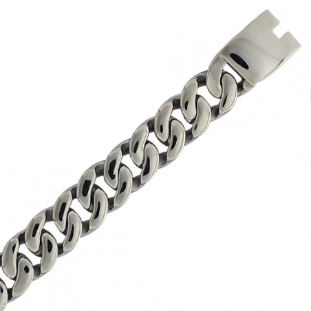 Bracelet en acier doré, grosse maille gourmette