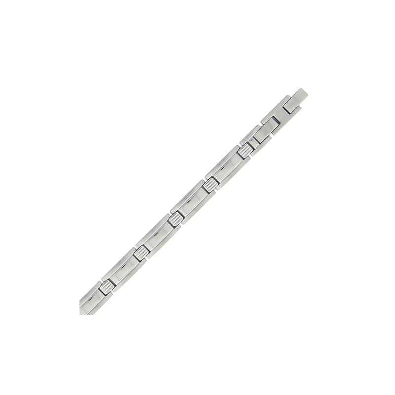Bracelet en acier mate et brillant avec fermoir rallonge de 2 cm