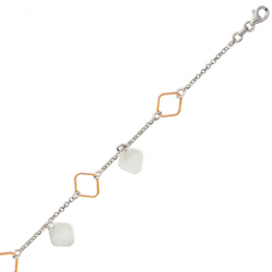 Bracelet en argent bicolore rose, motif losanges plein et doré or rose