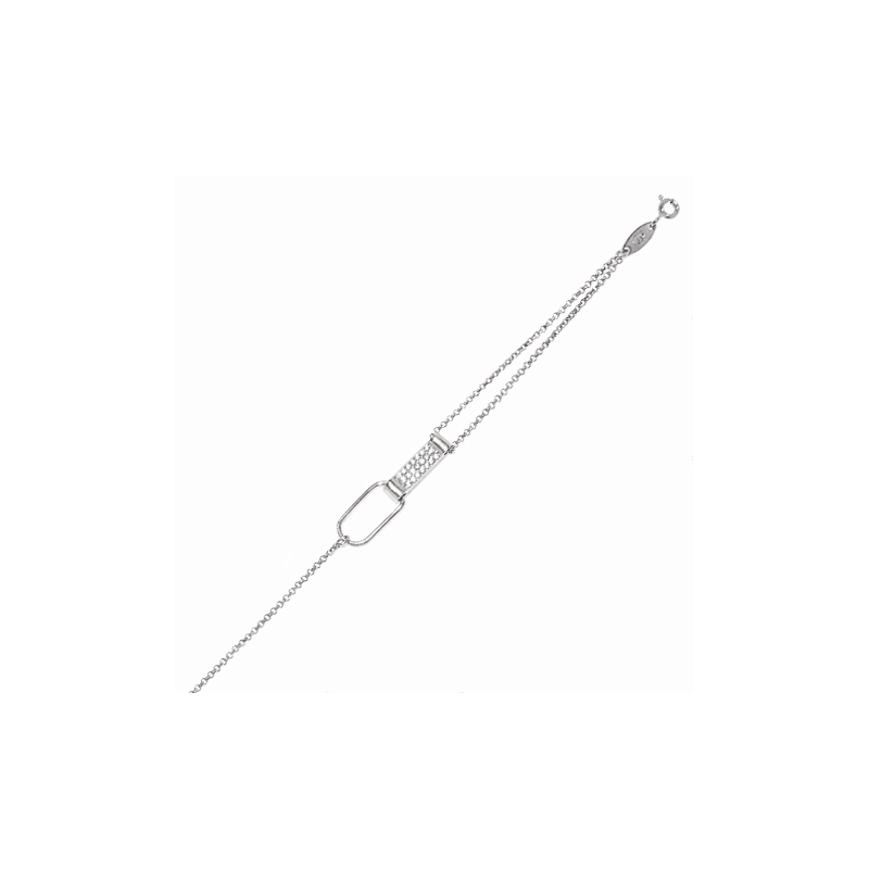 Bracelet en argent et oxyde de zirconium  avec chaine reglable de 3cm