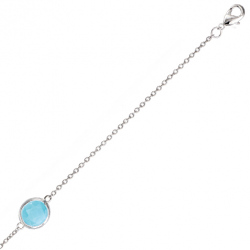 Bracelet en argent pierre bleue sertie clos