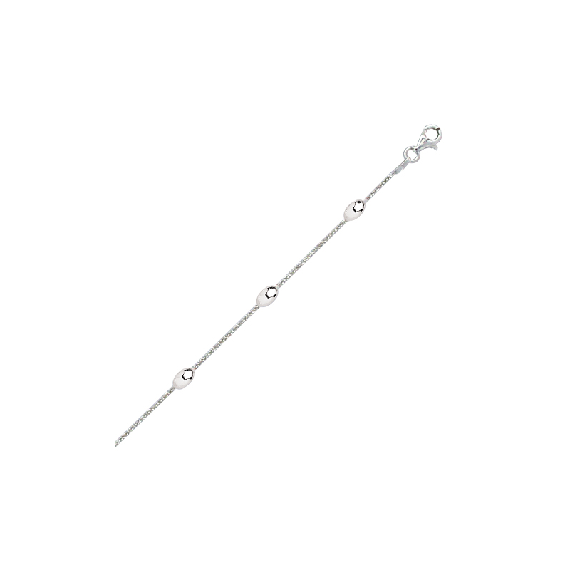 Bracelet en argent, motif chaine et olivettes