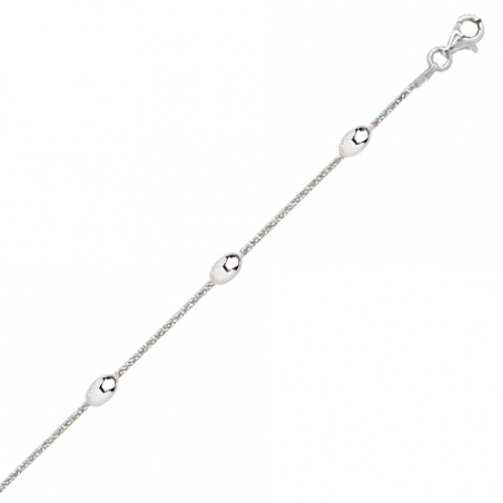 Bracelet en argent, motif chaine et olivettes