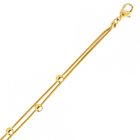 Bracelet en plaqué or, 2 rangs,  motif boules
