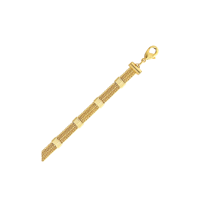 Bracelet en plaqué or, motif fantaisie, avec chaine réglable de 3 cm