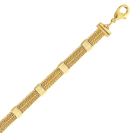 Bracelet en plaqué or, motif fantaisie, avec chaine réglable de 3 cm