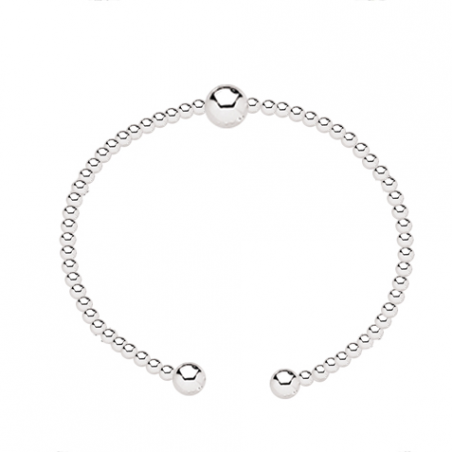 Bracelet jonc ouvert en argent, motif boules avec perle en argent