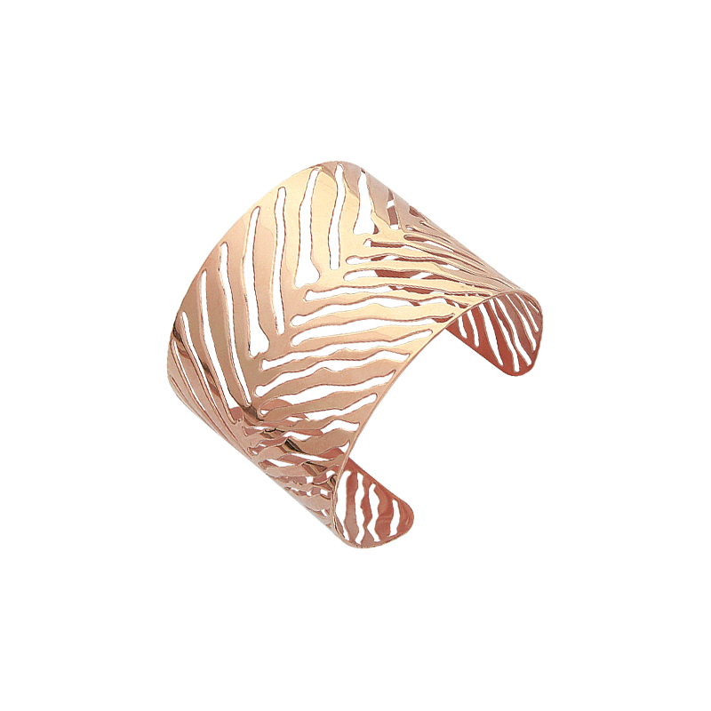 Bracelet manchette acier rose motif zebre ajouré