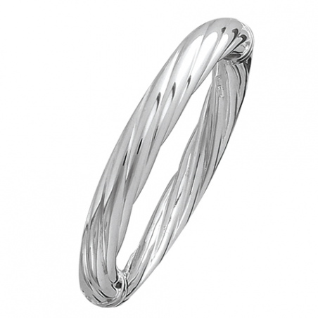 Bracelet rigide ouvrant en argent torsadé