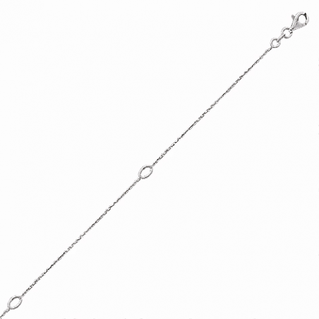 Chaine cheville en argent, motif ovales, avec chaine réglable de 2 cm