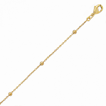 Chaine cheville en plaqué or, motif boules, avec chaine reglable de 7 cm