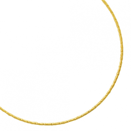Collier cable fantaisie strié en plaqué or