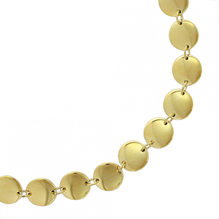 Collier en acier doré brillant, motifs pastille