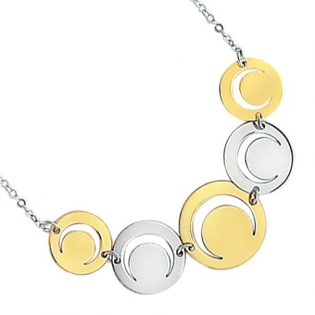 Collier en argent bicolore, motif cercles ajourés