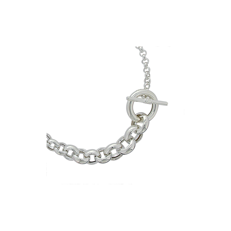 Collier en argent chute maille jaseron , avec fermoir "T"