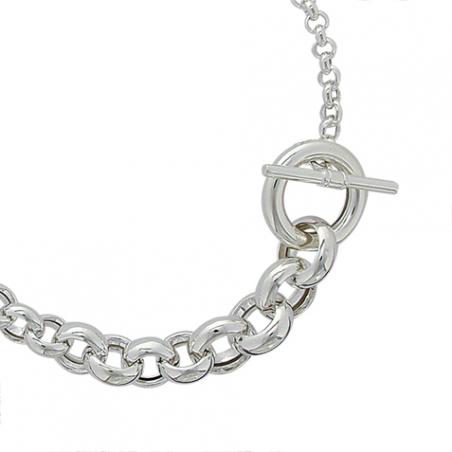 Collier en argent chute maille jaseron , avec fermoir "T"