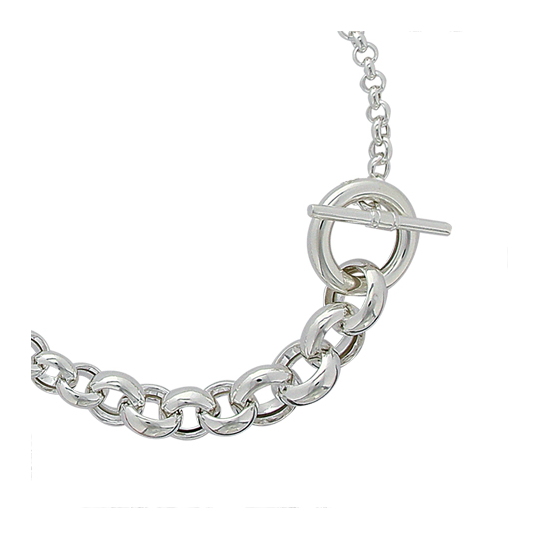 Collier Vintage Années 50 – Maille Jaseron Argenté Avec Croix Strass, Occasion
