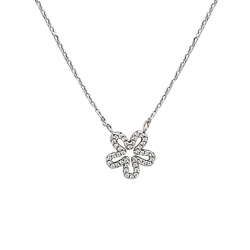 Collier en argent et oxyde de zirconium de zirconium, motif fleur ajouré