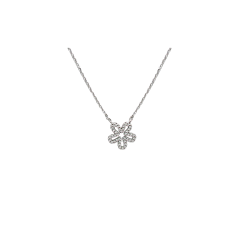Collier en argent et oxyde de zirconium de zirconium, motif fleur ajouré
