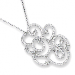 Collier en argent et oxyde de zirconium, motif arabesques